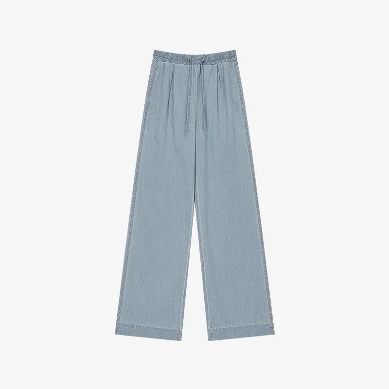 LIGHT TUCK DENIM PANTS