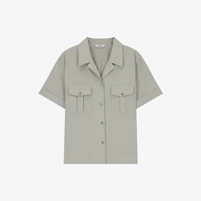ARTID OPEN COLLAR TWO POCKET SHORT SLEEVE SHIRT