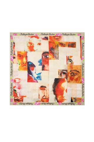 Collage Faces Silk Scarf