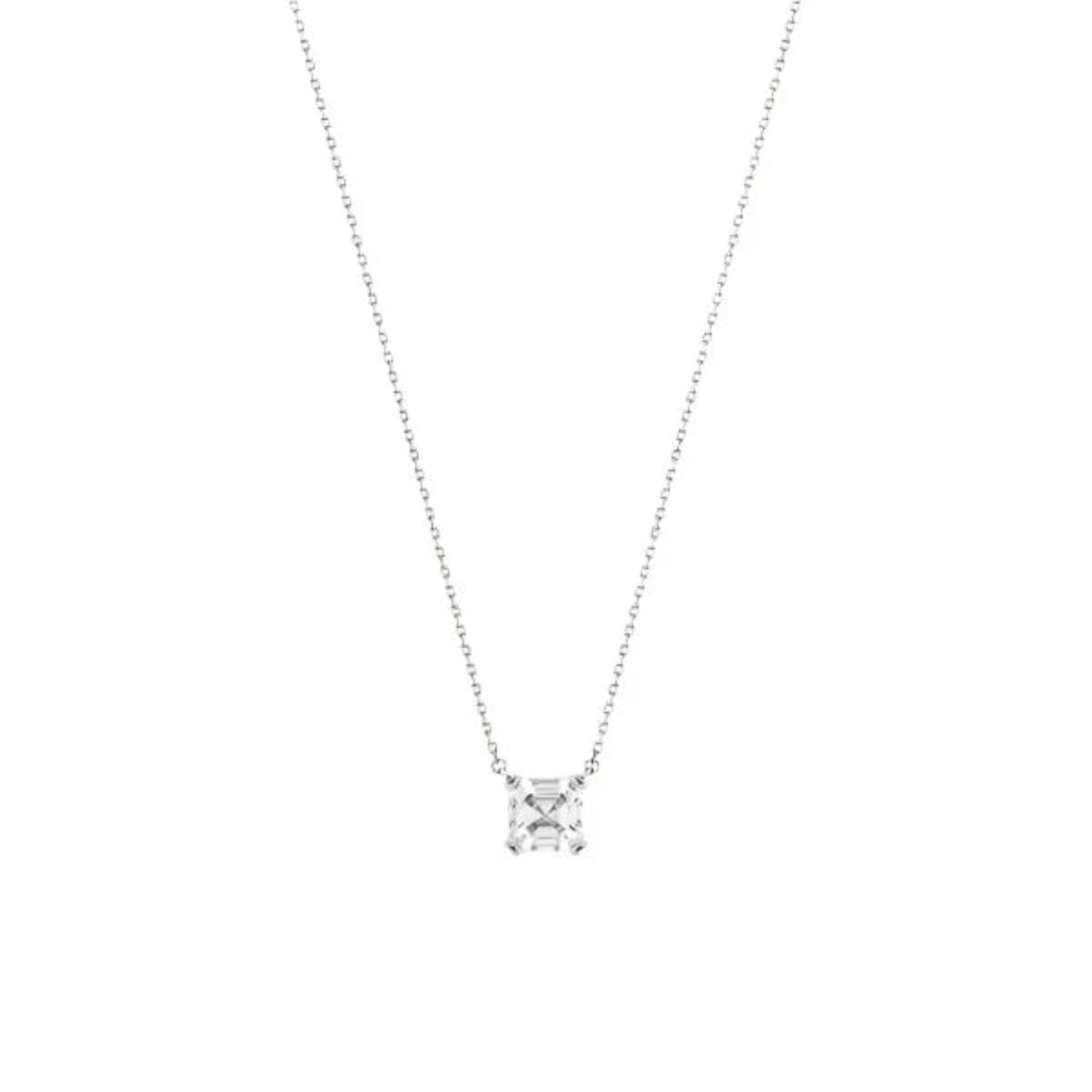 MSGRN Asscher Stud Necklace Rhodium plated 925 Silver