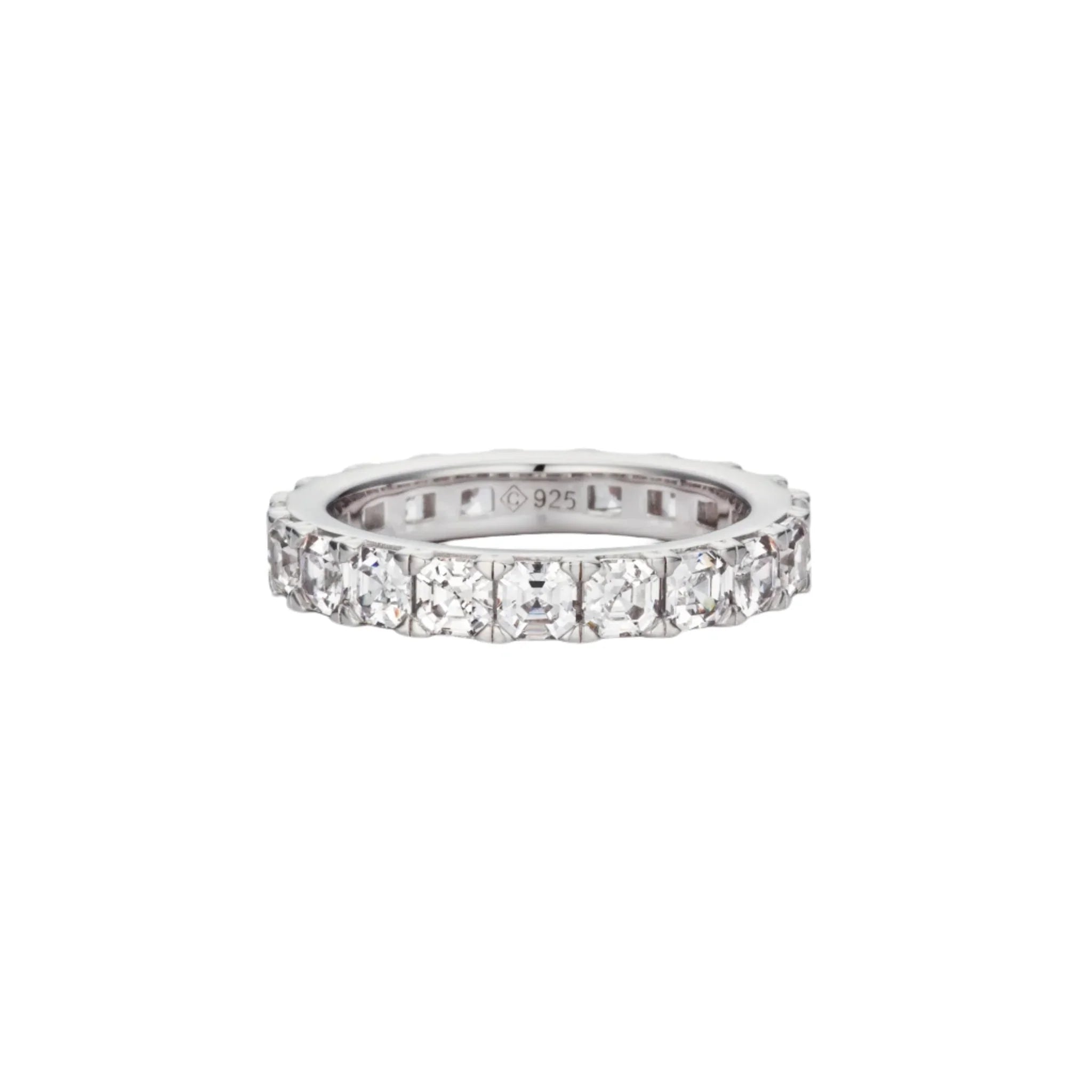 MSGRN Asscher Eternity Ring Rhodium Plated 925 Sterling Silver