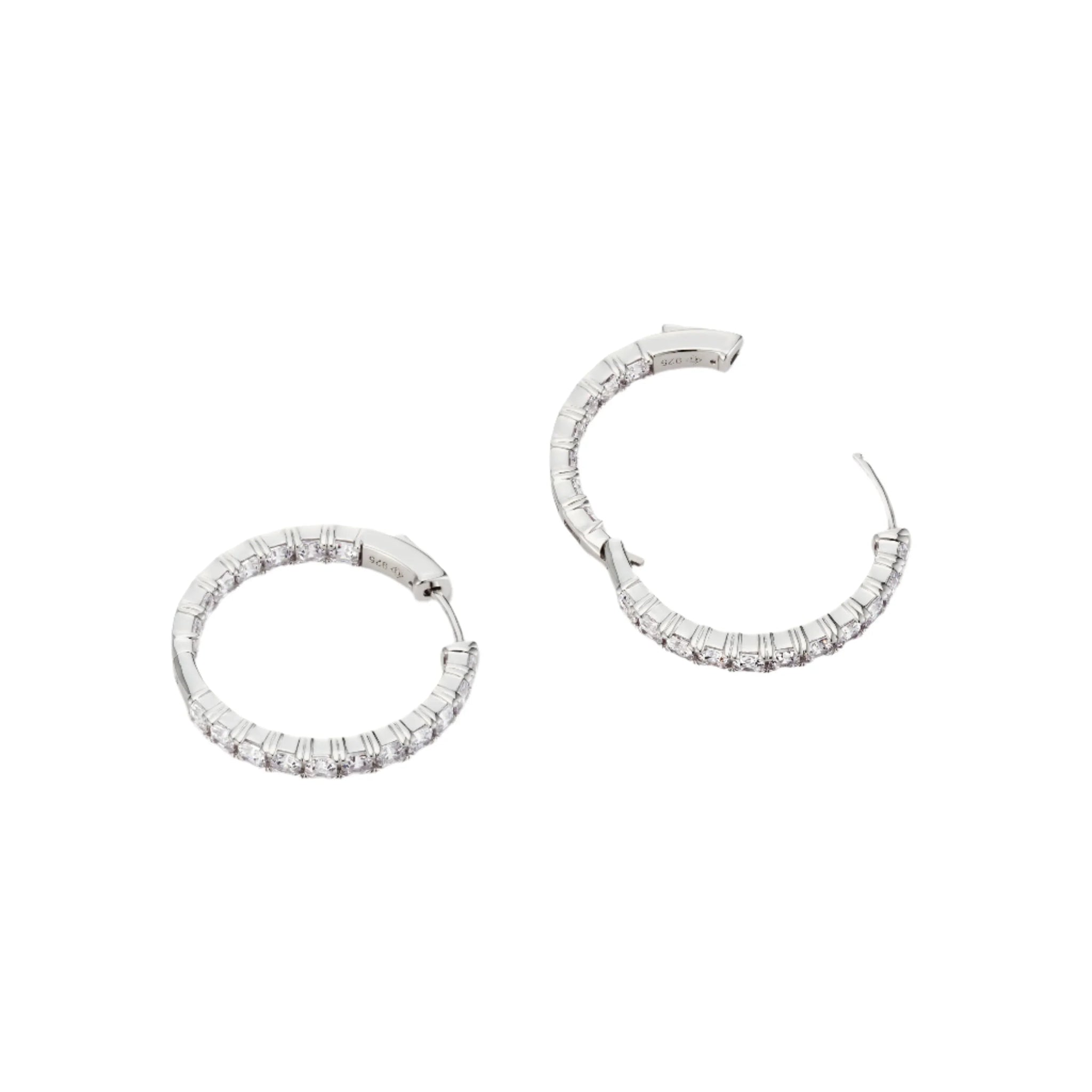 MSGRN Asscher Signature Hoop Earrings Rhodium plated 925 Silver-8