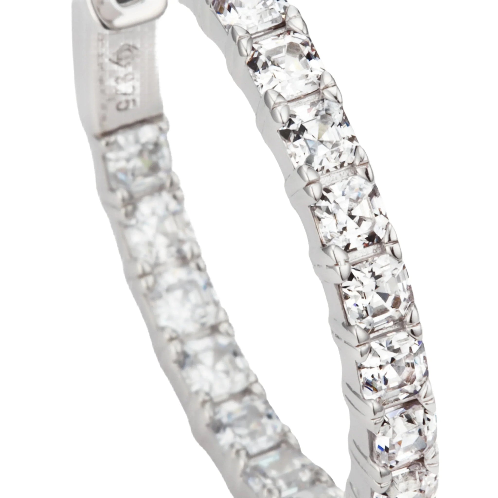 MSGRN Asscher Signature Hoop Earrings Rhodium plated 925 Silver-7