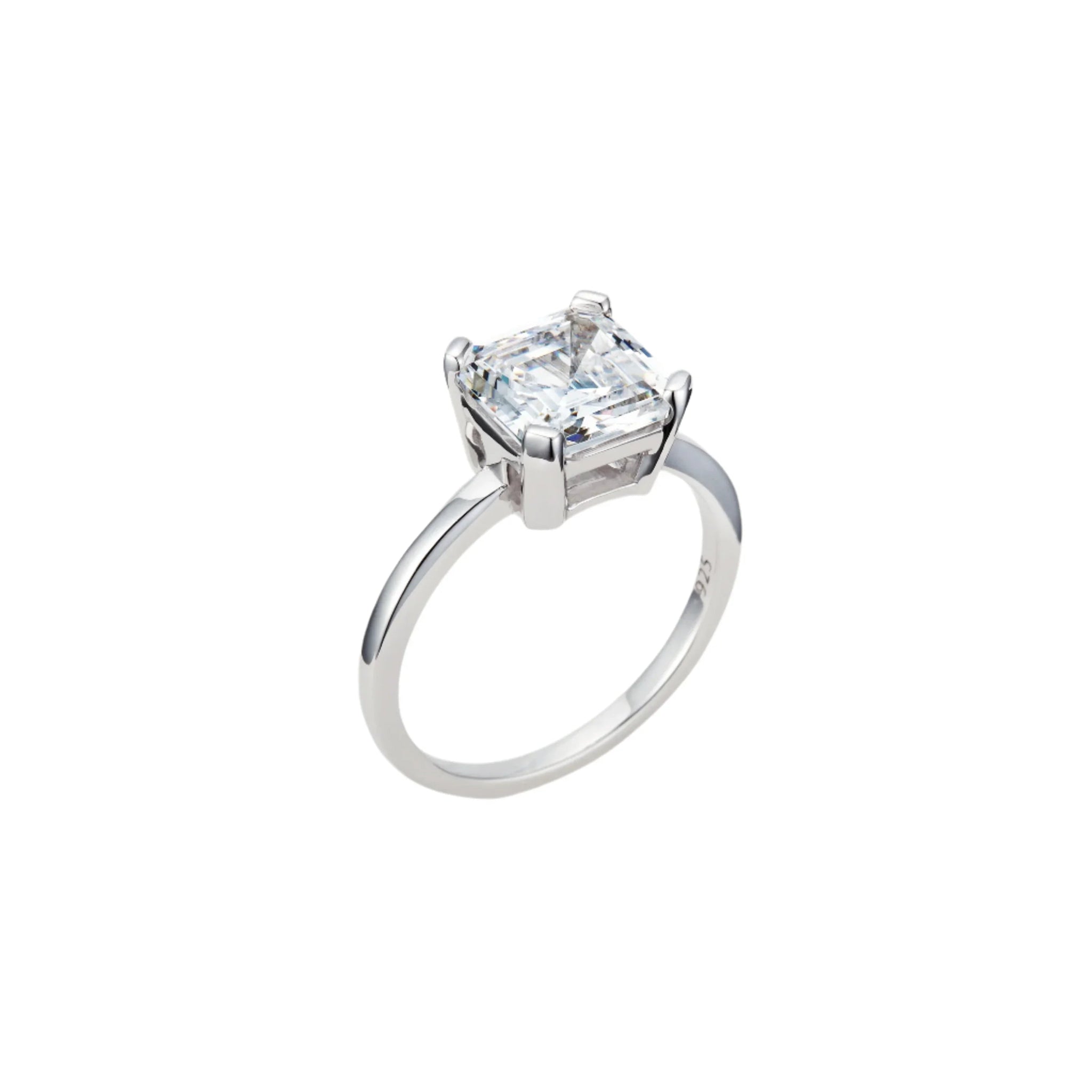 MSGRN Asscher Stud Ring Rhodium plated 925 Silver-2