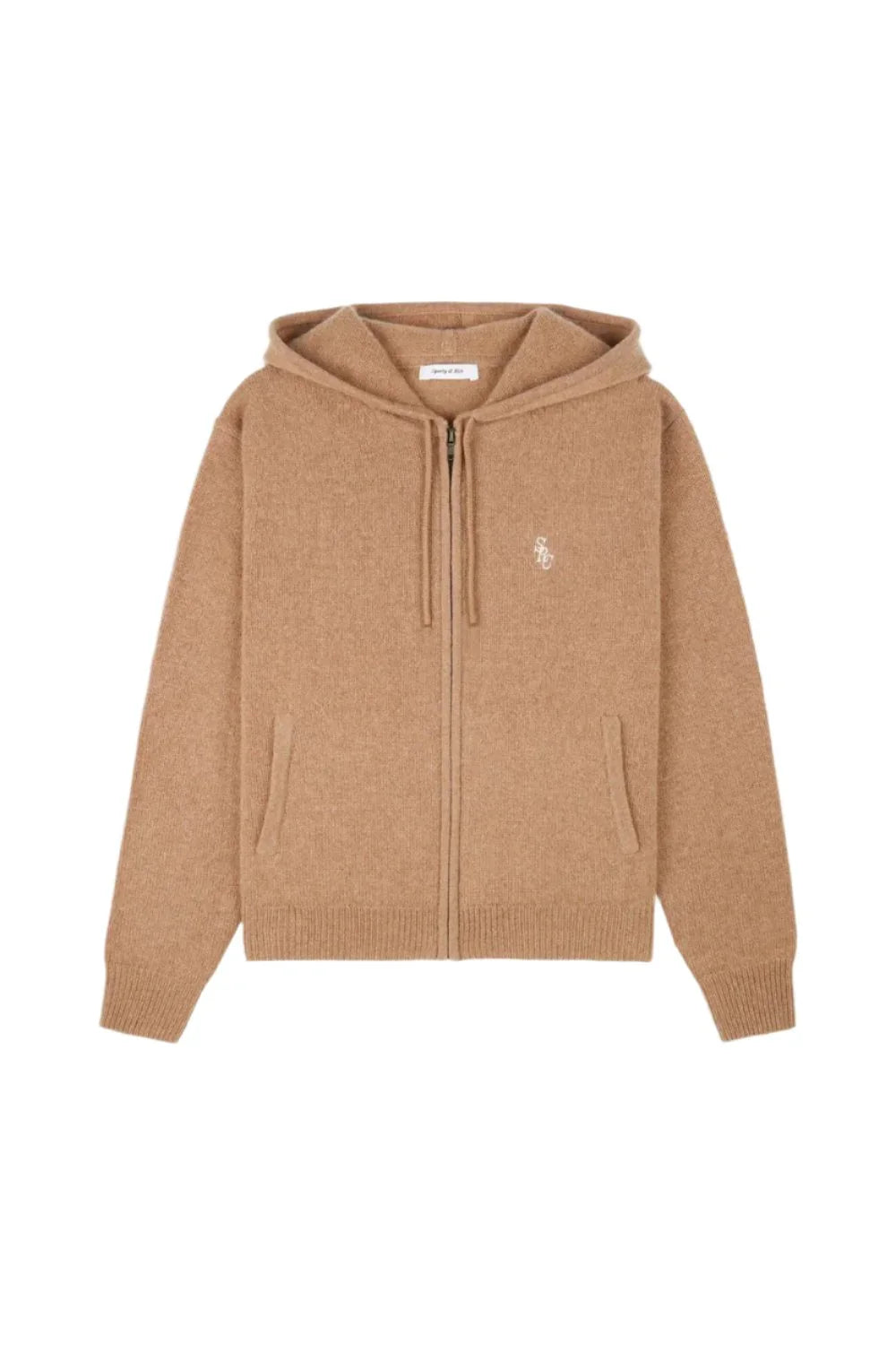 SPORTY & RICH SRC Cashmere Zip Hoodie | Camel