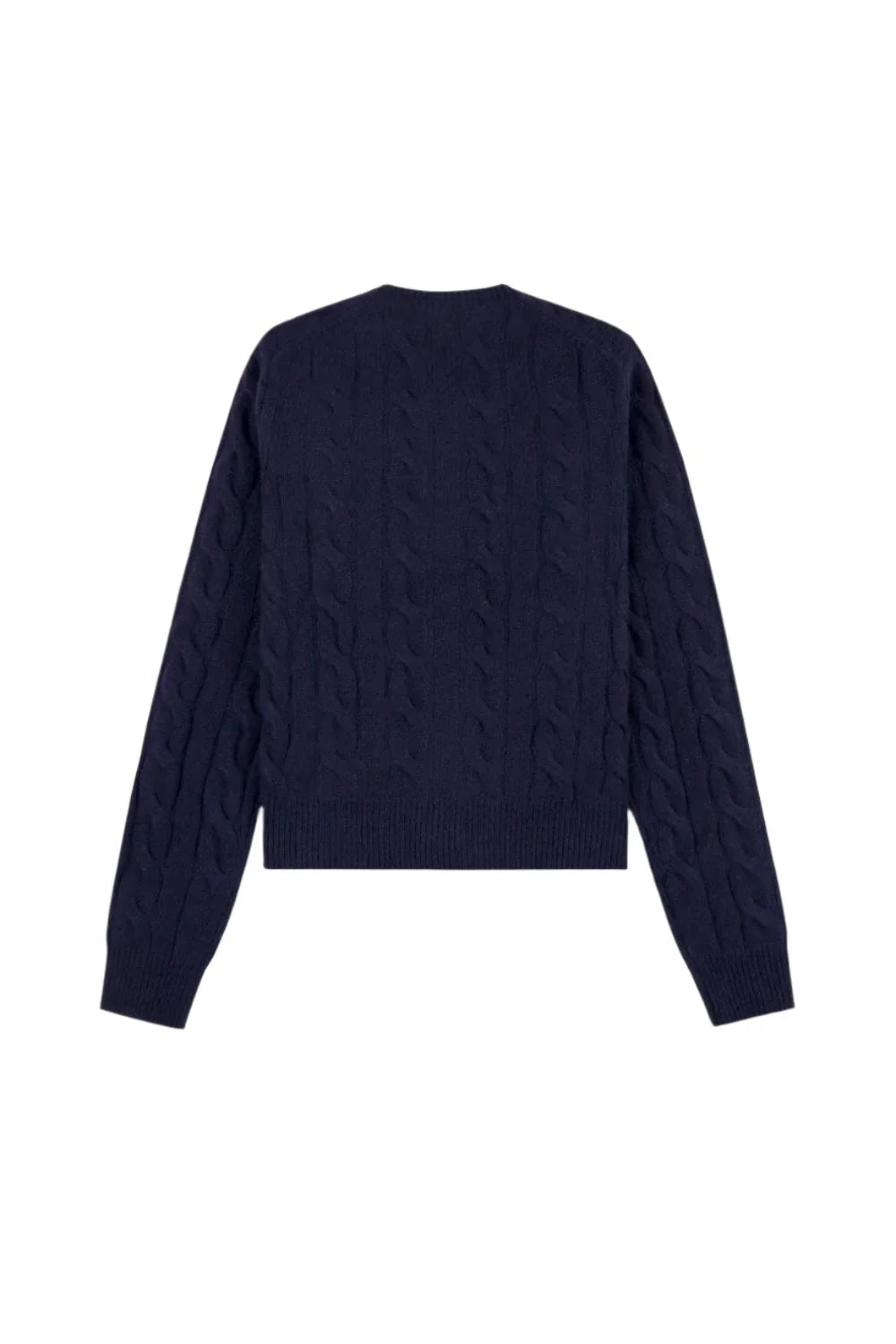 SPORTY & RICH SRC Cable-knit Cashmere Cardigan | Navy-2