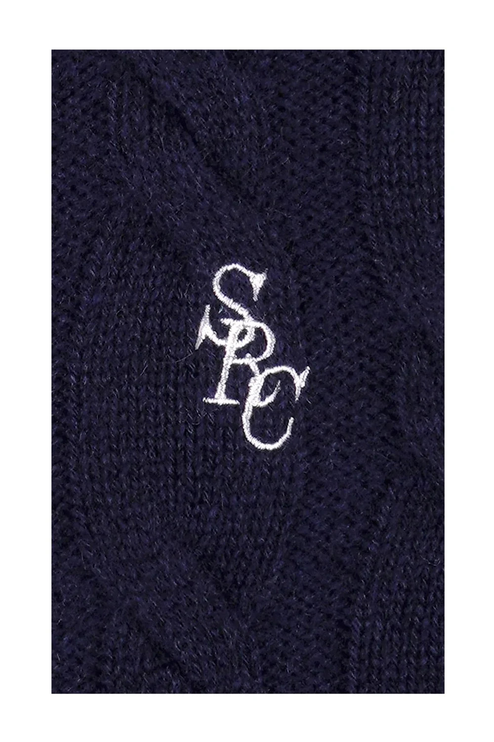 SPORTY & RICH SRC Cable-knit Cashmere Cardigan | Navy-4