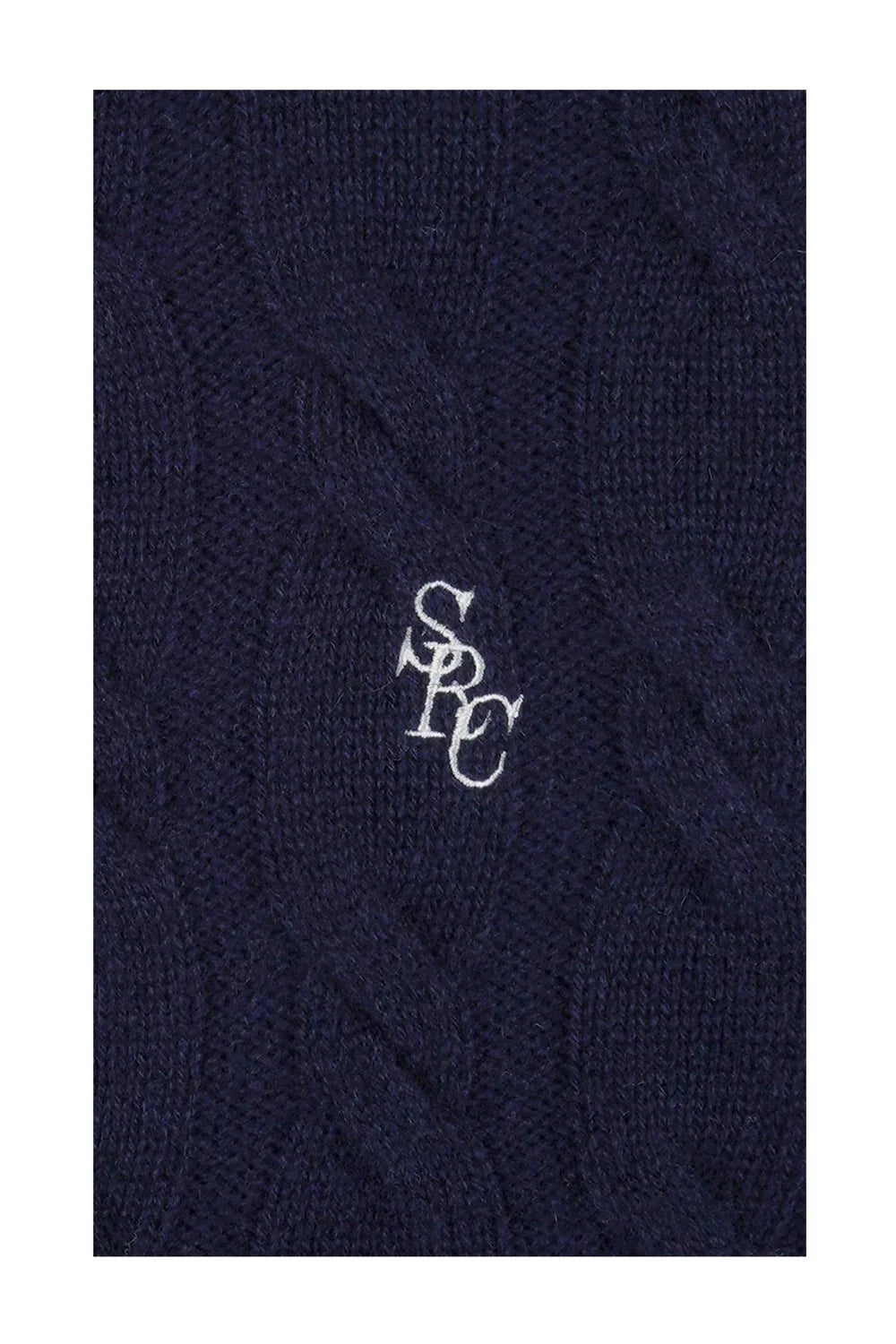 SPORTY & RICH SRC Cable-knit Cashmere Zip Hoodie | Navy-3