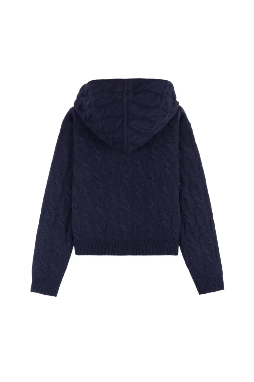 SPORTY & RICH SRC Cable-knit Cashmere Zip Hoodie | Navy-2