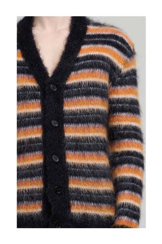 Camel Striped Mohair Cardigan