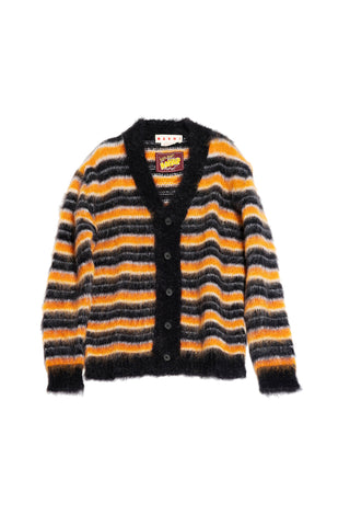 Camel Striped Mohair Cardigan