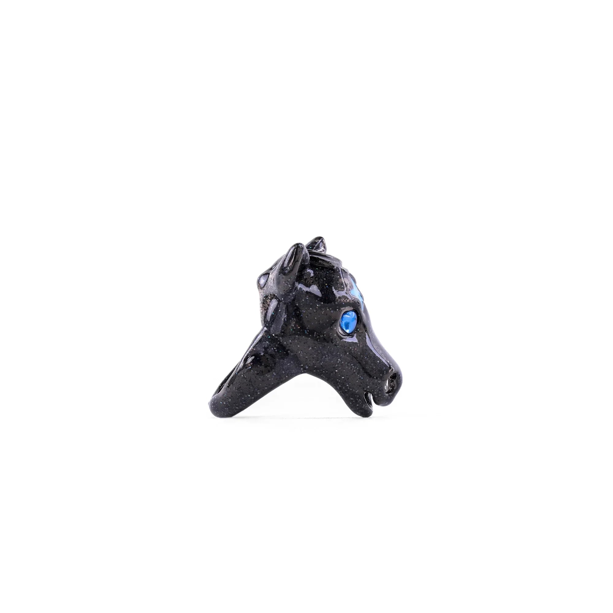 Black Collina Strada Baby Pony Ring with blue eyes on white background