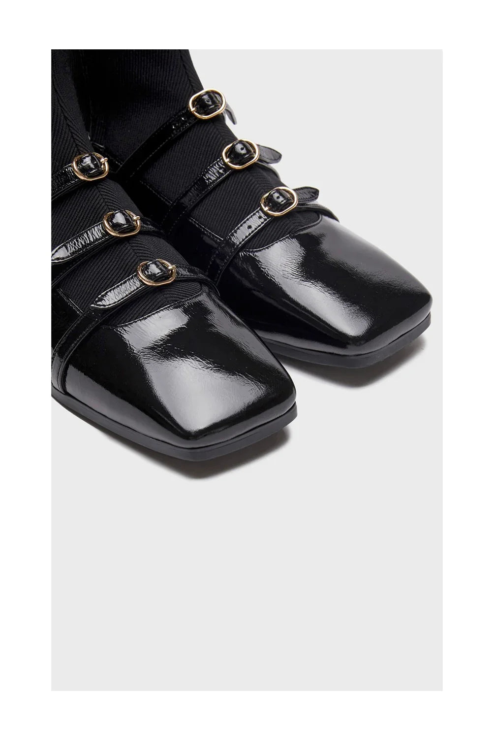 EENK Zania Triple Buckle Square Toe Flat Boots-5