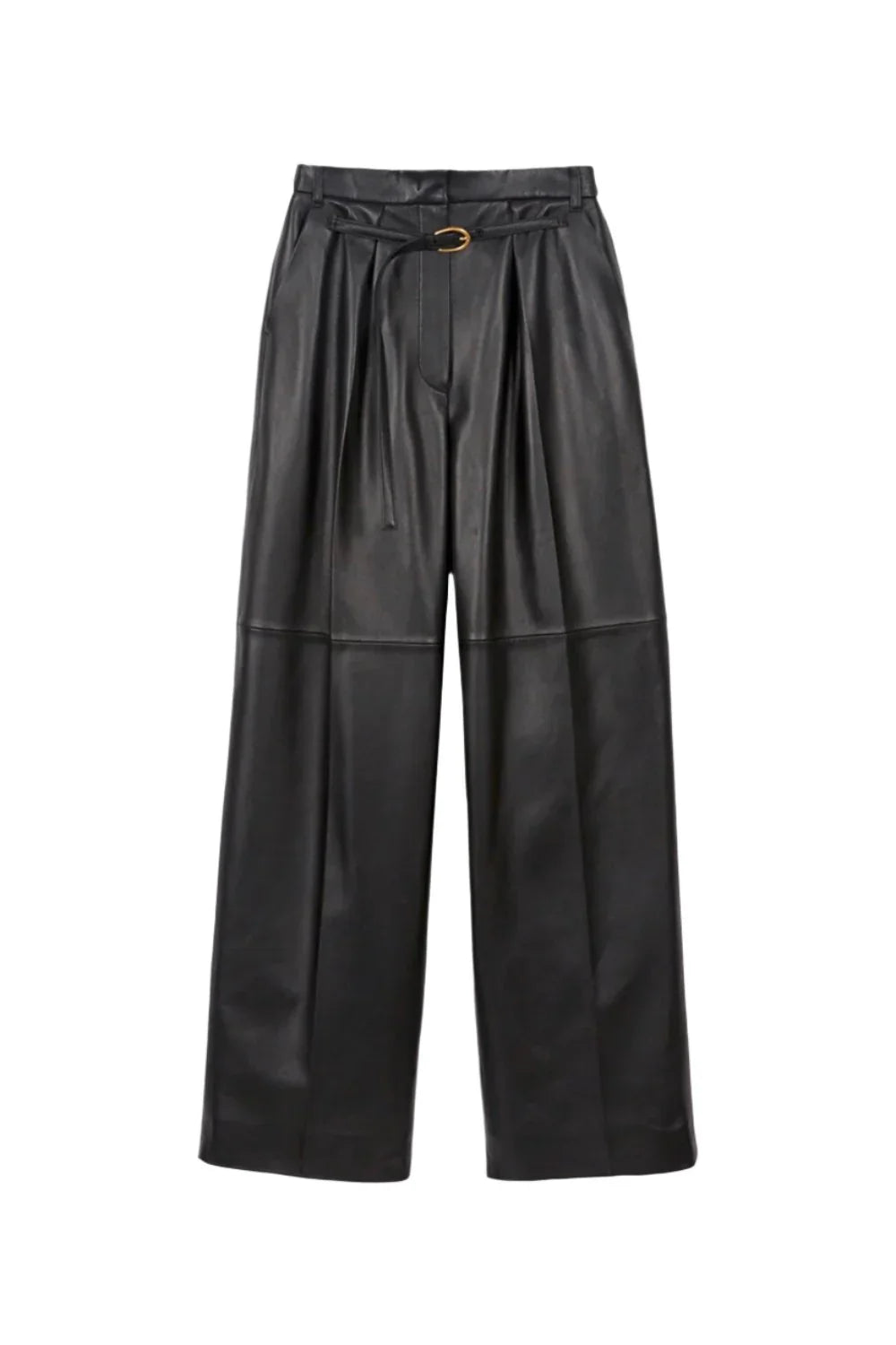 EENK Zette Belted Tuck Leather Pants