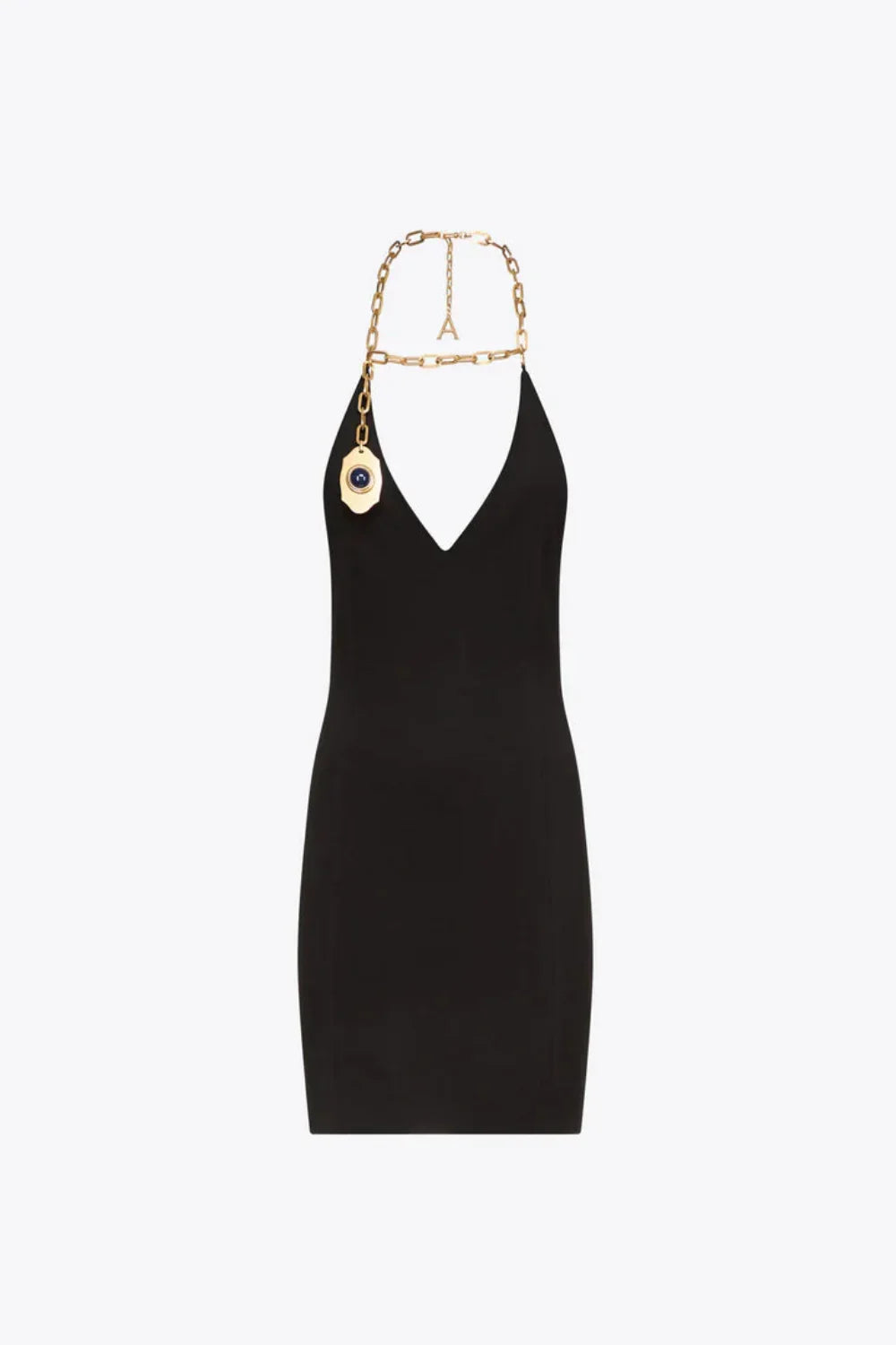 AREA Chain Plate Halter Mini Dress