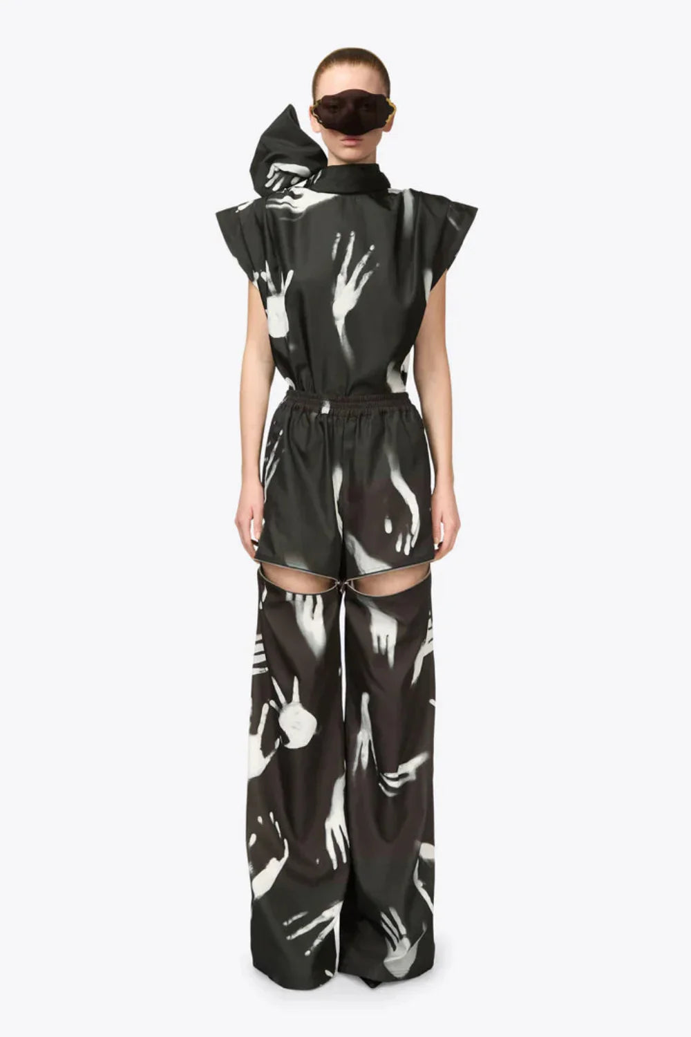 AREA Handprint Slit Track Pants-3