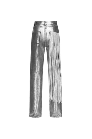 Metallic Fringe Straight Leg Jean