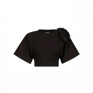 AREA Fringe Brooch Cropped T-Shirt