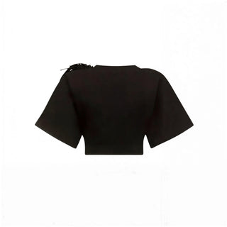 AREA Fringe Brooch Cropped T-Shirt