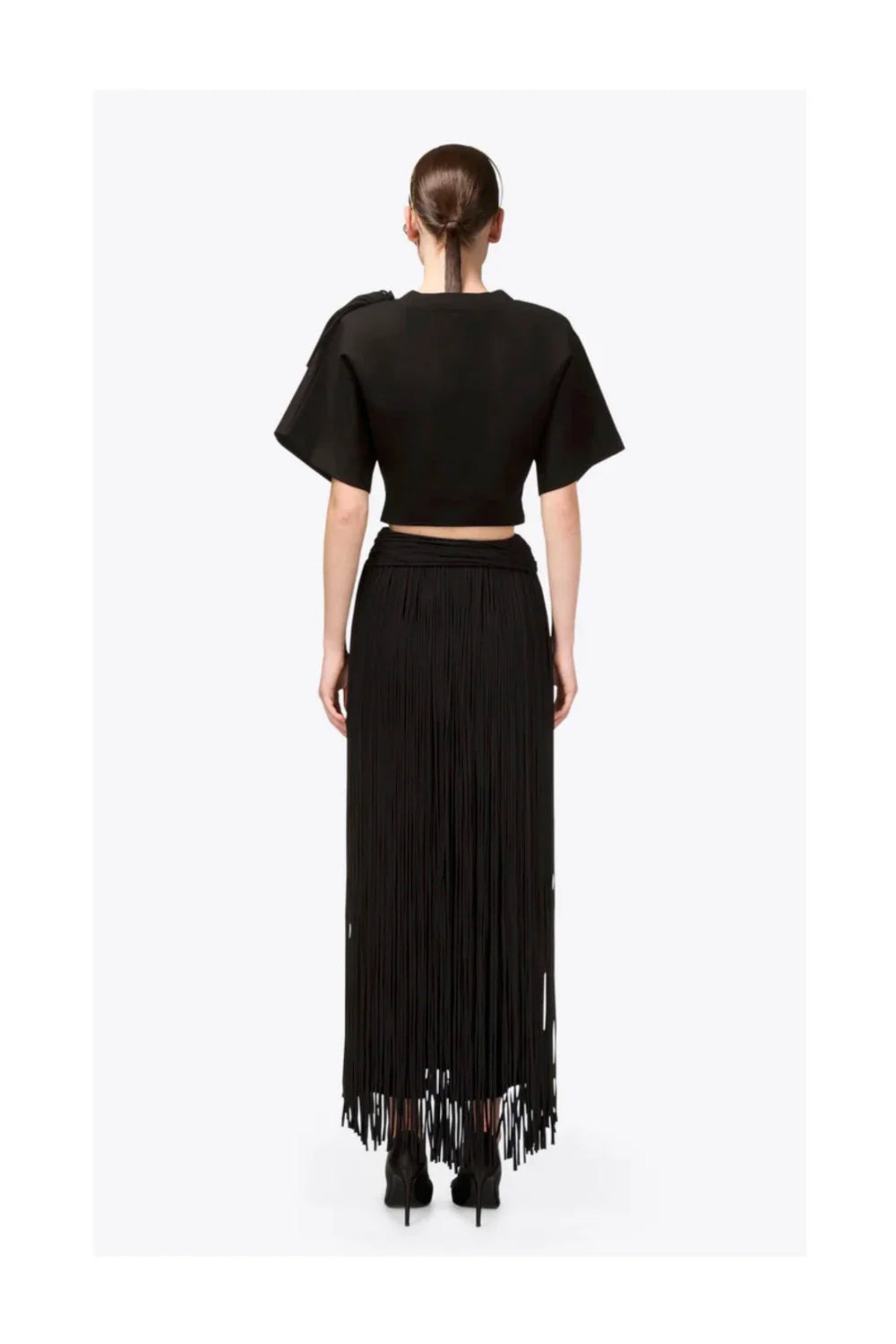 AREA Fringe Brooch Cropped T-Shirt-4