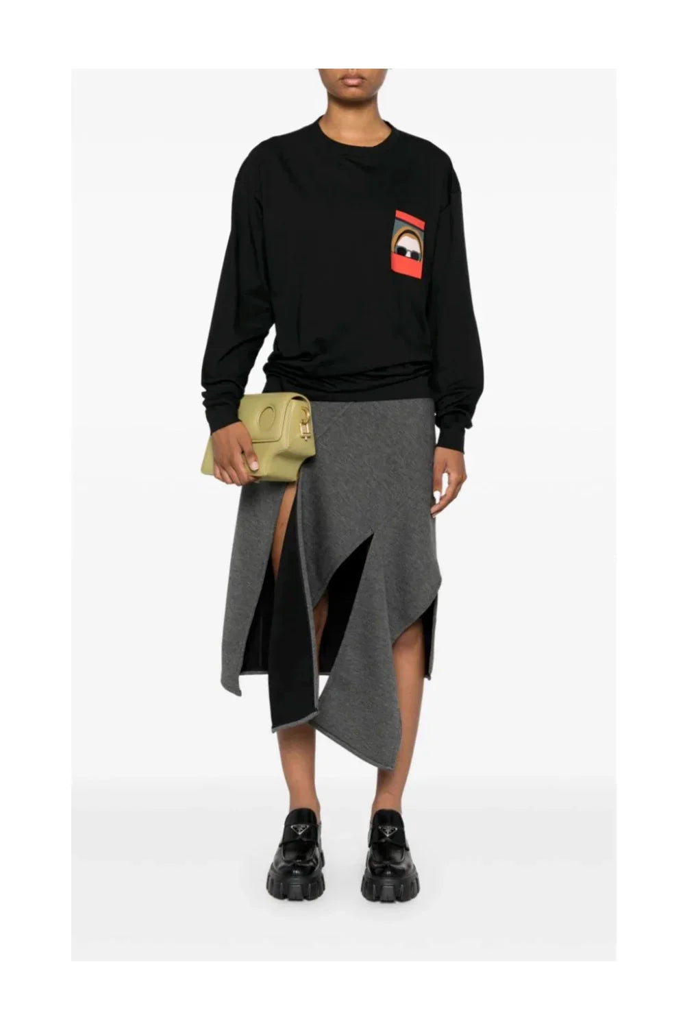 PLAN C Scuba-jersey midi skirt | Grey-3