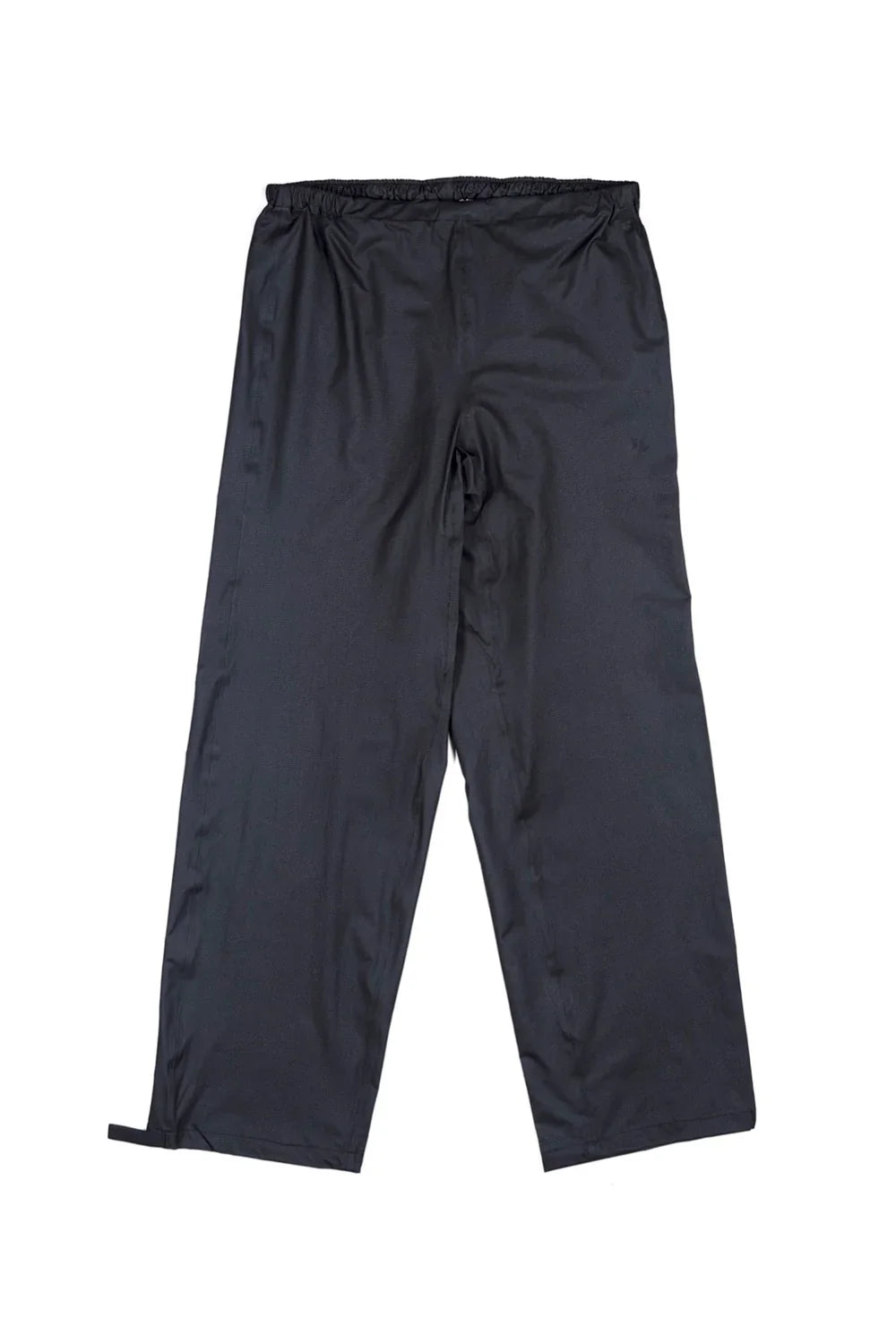 Black waterproof outdoor pants with elastic waistband, lightweight and breathable