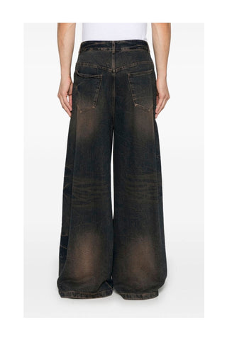 Washed Denim Wide Pants