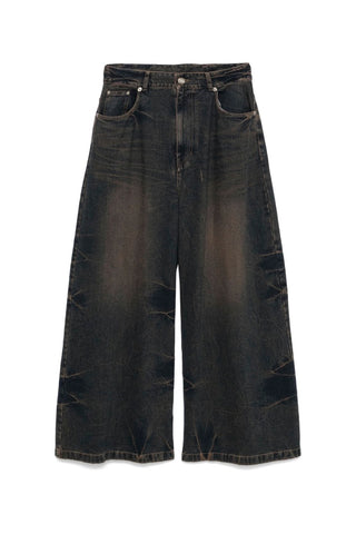 Washed Denim Wide Pants