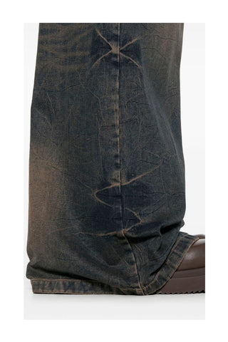 Washed Denim Wide Pants