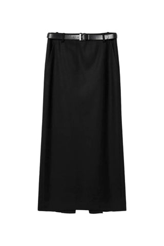 Belted Maxi Slit Skirt