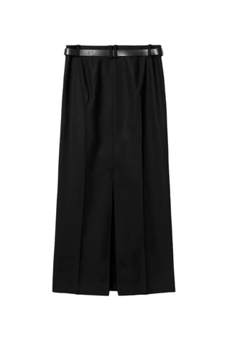 Belted Maxi Slit Skirt