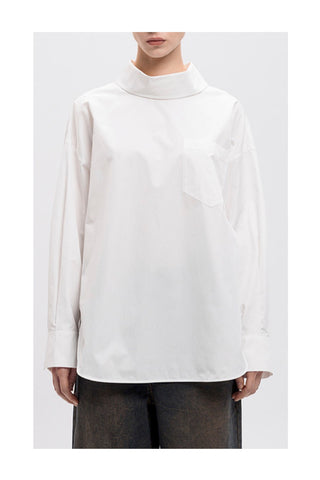 High Neck Volume Cotton Shirt