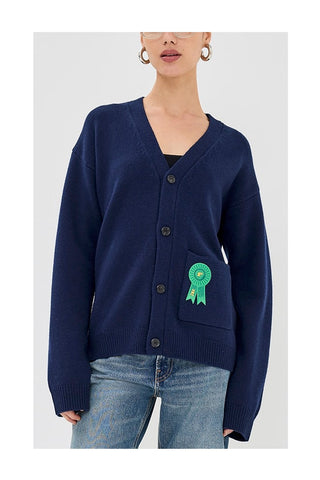 Rosette Patch Pocket Cardigan