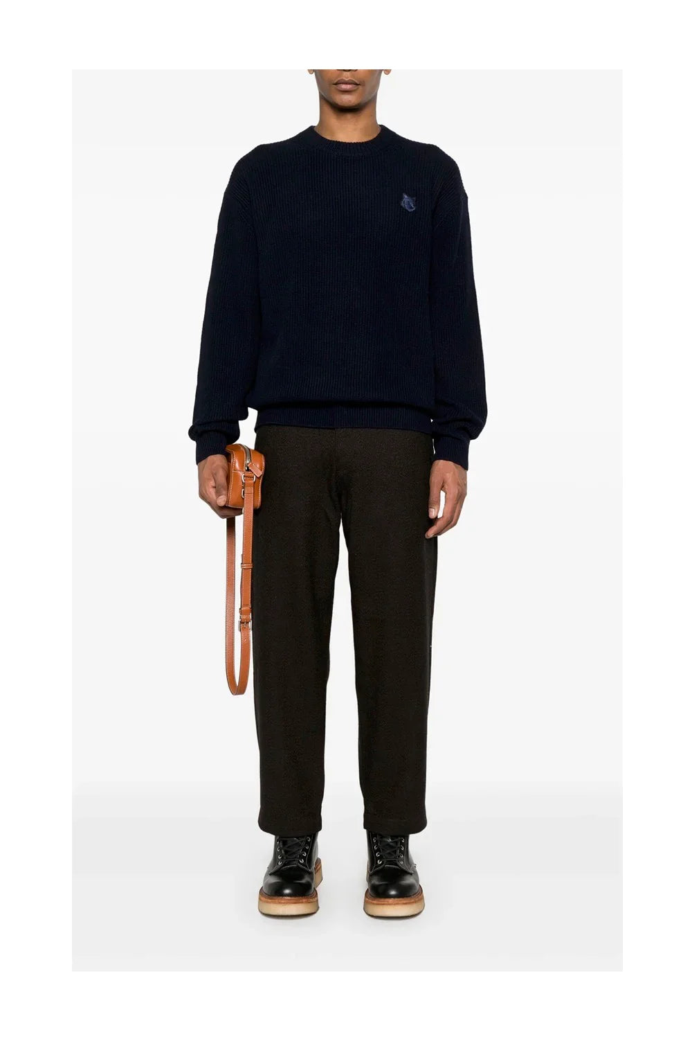 MAISON KITSUNÉ Bold Fox Head Patch Comfort Ribbed Jumper-4