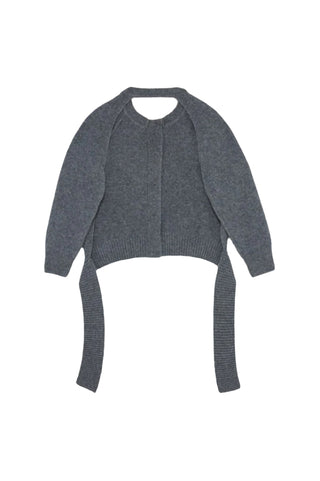 OPEN BACK LONG SLEEVE CARDIGAN W/ TIE TAIL