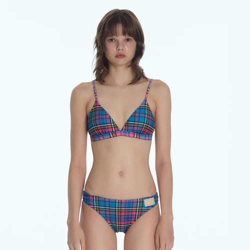 LOOPLOOP Classic Reversible Bikini Bottom Preppy Check Blue