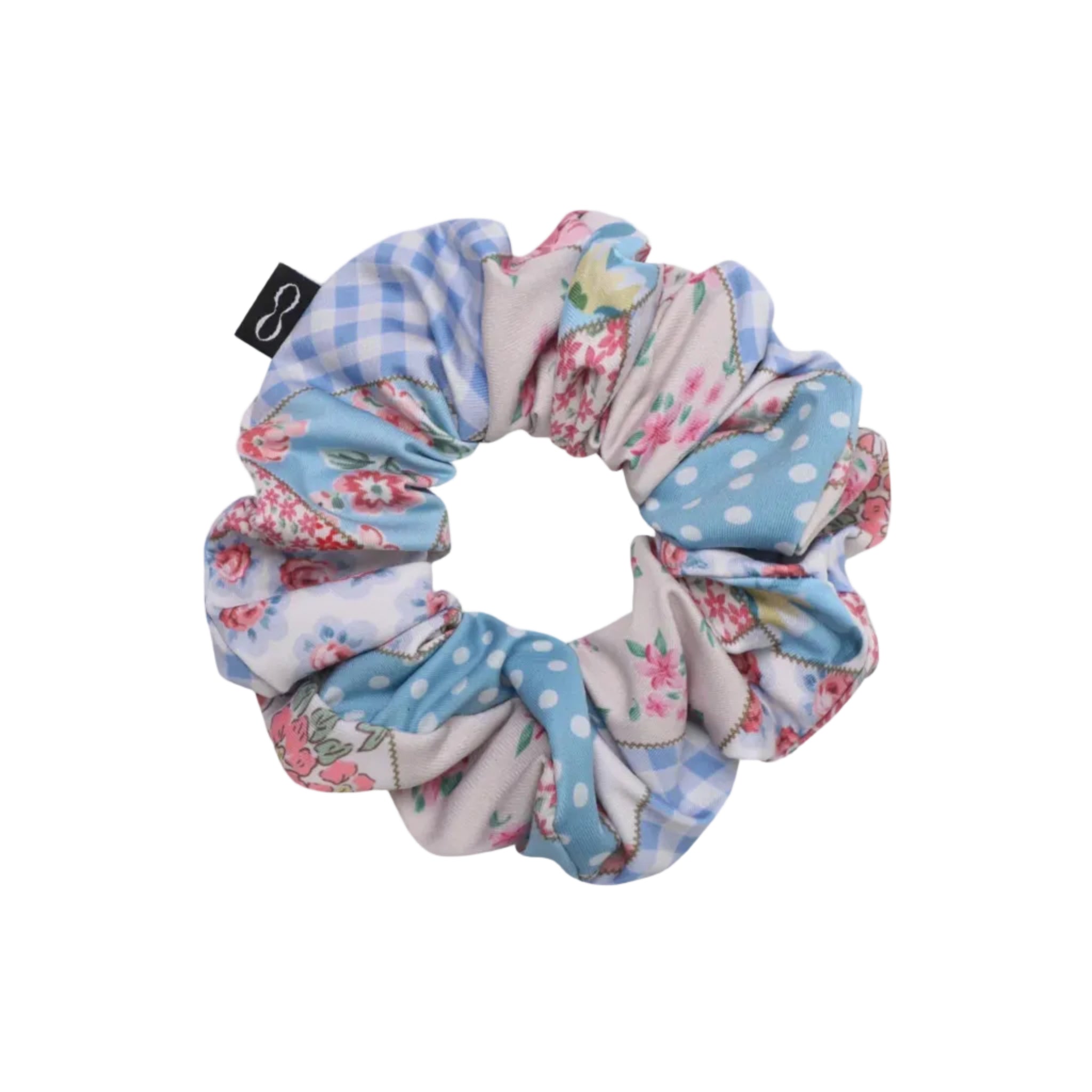 LOOPLOOP Bohemian Patchwork Sky Blue Scrunchie