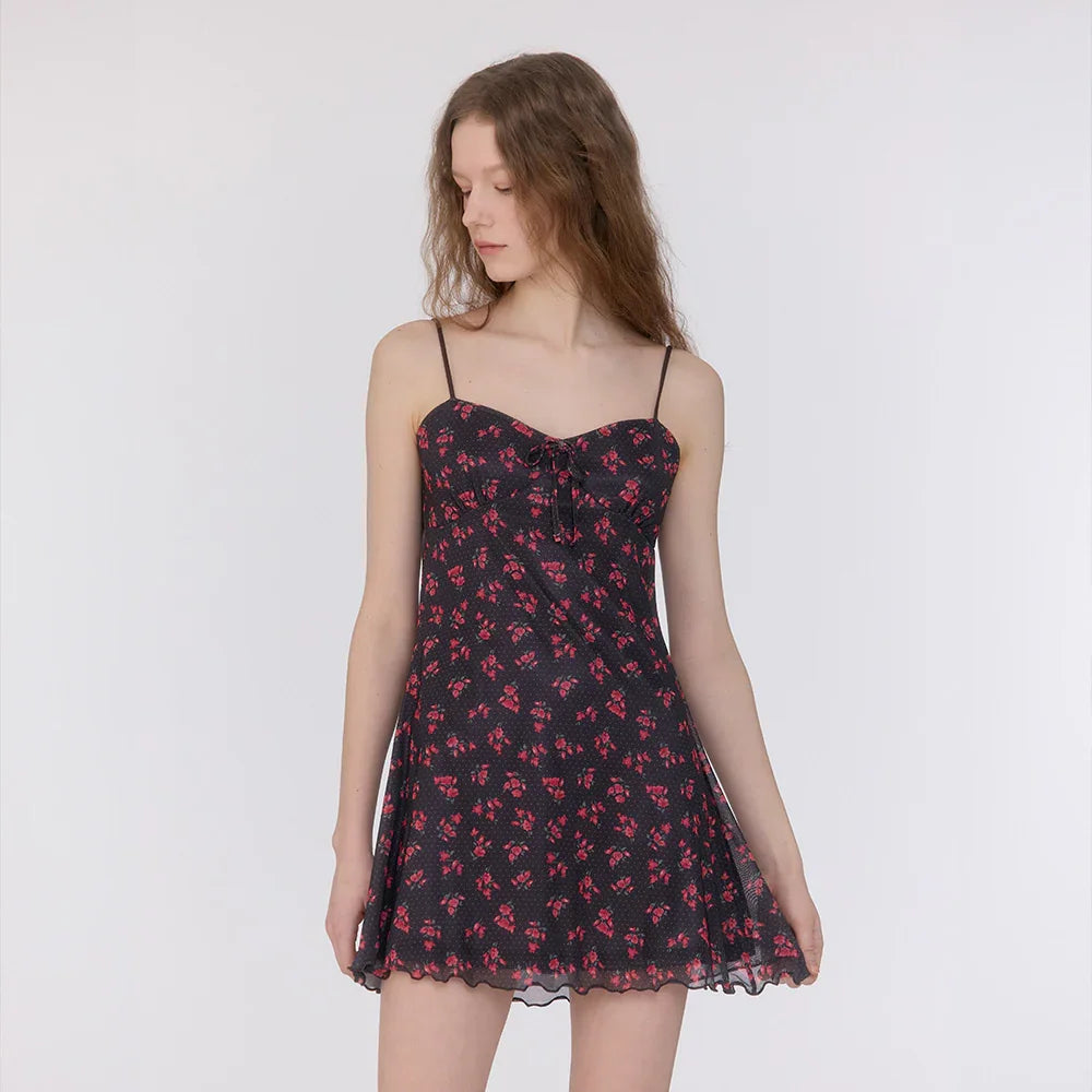 LOOPLOOP Mesh Beach Dress Rosy Dots Dark Grey-2