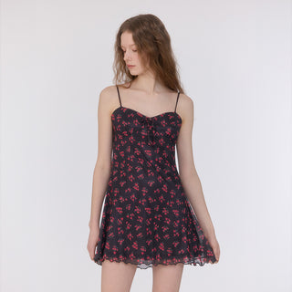 Mesh Beach Dress Rosy Dots Dark Grey