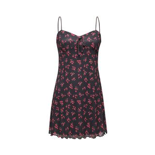 Mesh Beach Dress Rosy Dots Dark Grey