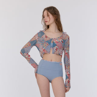 Mesh Cover Up Cardigan Bohemian Patchwork Sky Blue