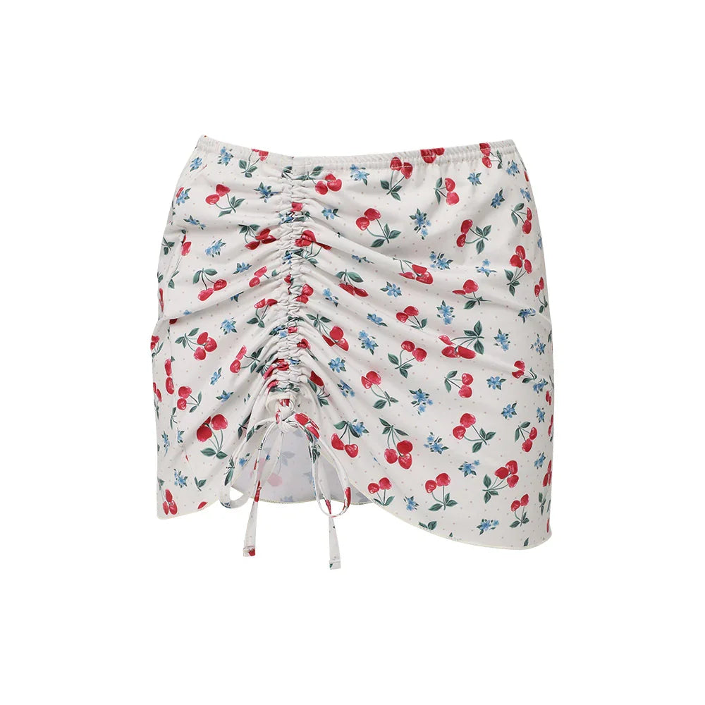 LOOPLOOP Shirring Cover Up Skirt Cherry Bomb Ivory