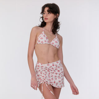 Shirring Cover Up Skirt Rosy Dots Red