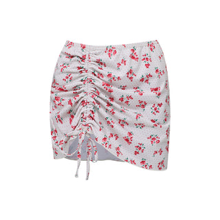Shirring Cover Up Skirt Rosy Dots Red