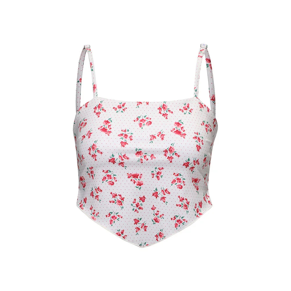 LOOPLOOP Scarf Smocked Bikini Top Rosy Dots Red