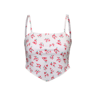 Scarf Smocked Bikini Top Rosy Dots Red