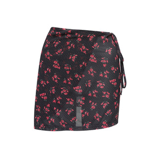 Mesh Cover Up Wrap Skirt Rosy Dots Dark Grey