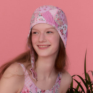 Retro Aviator Swim Cap Bohemian Patchwork Pink