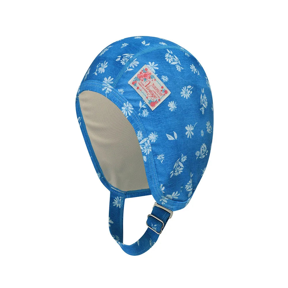 LOOPLOOP Retro Aviator Swim Cap Floral Denim Dress