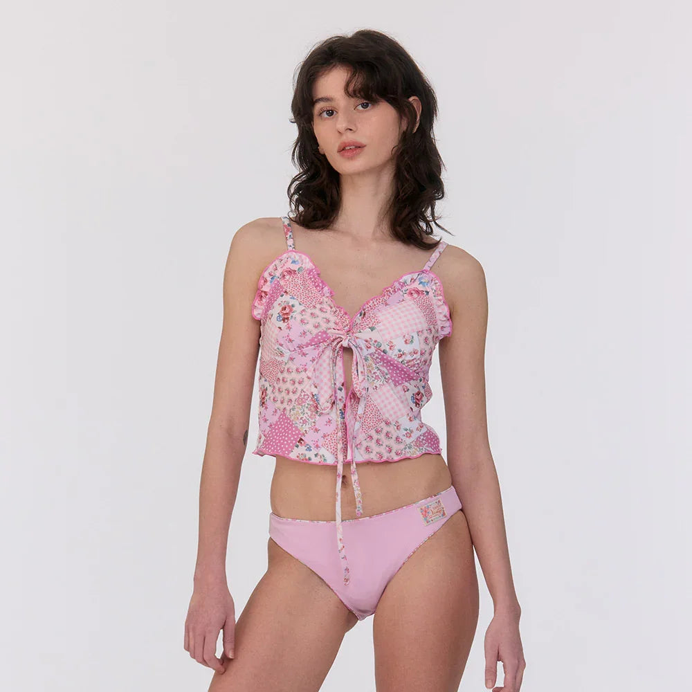 LOOPLOOP Bustier Tankini Top Bohemian Patchwork Pink-3